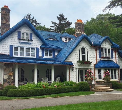 traditional blue roof houses